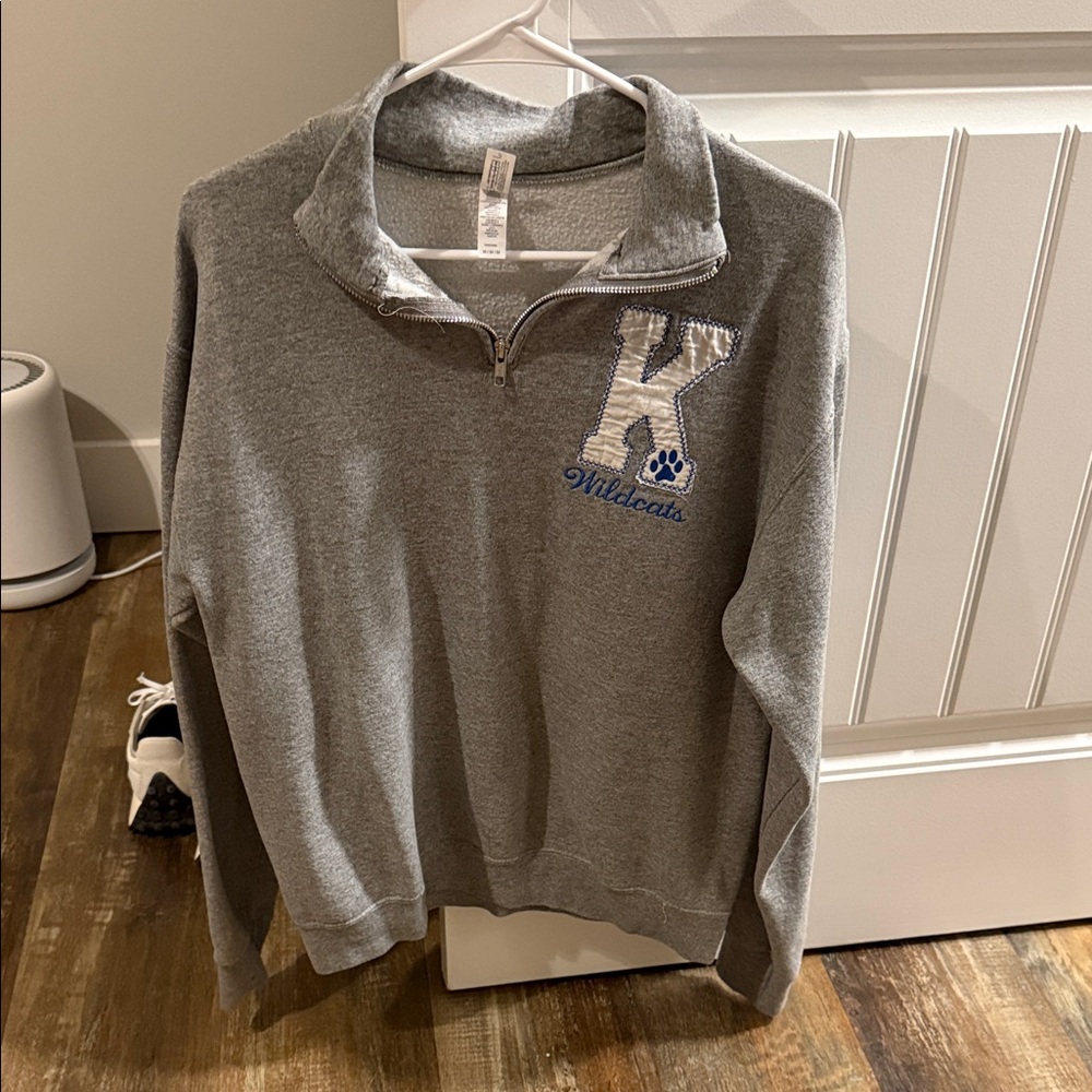 Jerzees Gray Wildcats Zip-Up Sweater